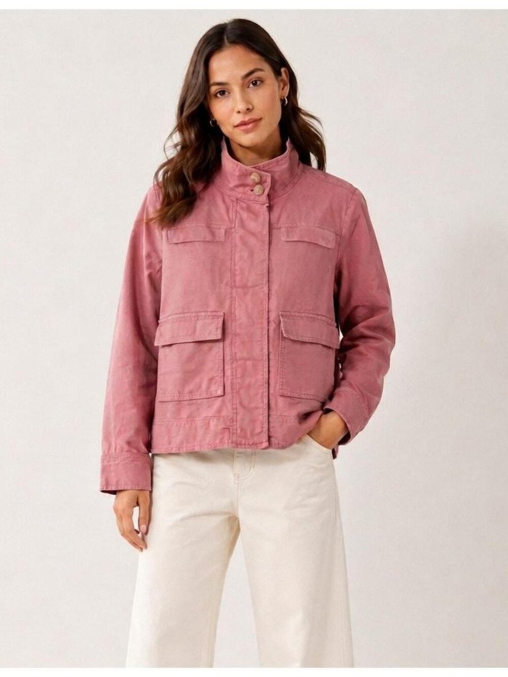 NWT Ann Taylor Loft Linen Blend Utility Military Jacket in Blush/Pink